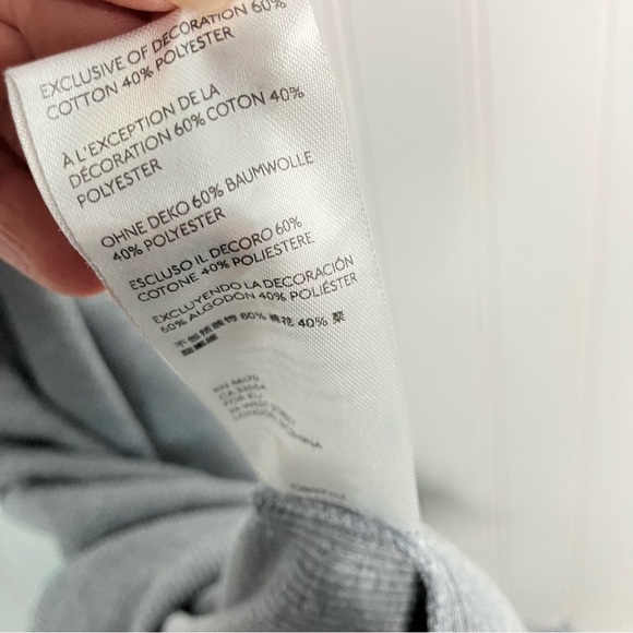 Free People Top Large Gray Lace Short Sleeve Ribbed Margaux Sweetheart Tee - Picture 7 of 8